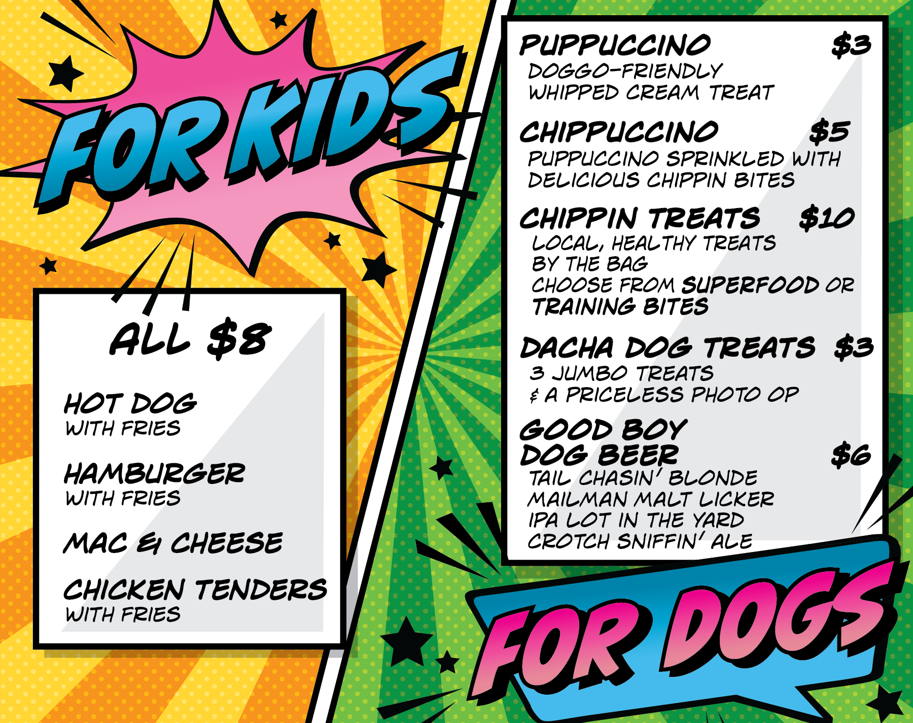 Menu Dacha Beer Garden in Navy Yard, Washington, DC